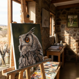 Wise Owl Painting Small キャンバスプリント