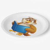 Wise Owl Reading Book ペーパープレート (アングル)