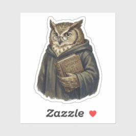 Wise Owl Scholar Wisdom of Ages Book Vintage シール