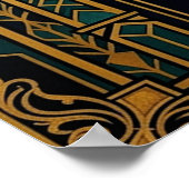 Wise Owl Silhouette Art Deco Midnight Gold ポスター (角)