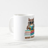 Wise Reader Owl Coffee Mug Gift コーヒーマグカップ (正面左)