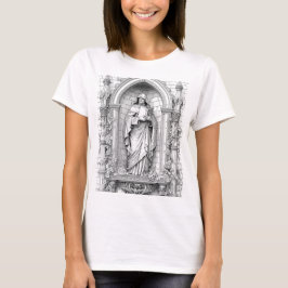 Wise Sage Statue in Gothic Niche Coloring Page Tシャツ