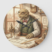 Wise Turtle Architect Vintage Office Wall Clock