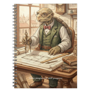 Wise Turtle Architect Vintage Watercolor Academic  ノートブック