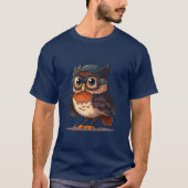 Wise Whimsy: The Scholarly Owl Tシャツ (正面)