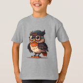 Wise Whimsy: The Scholarly Owl Tシャツ (正面)