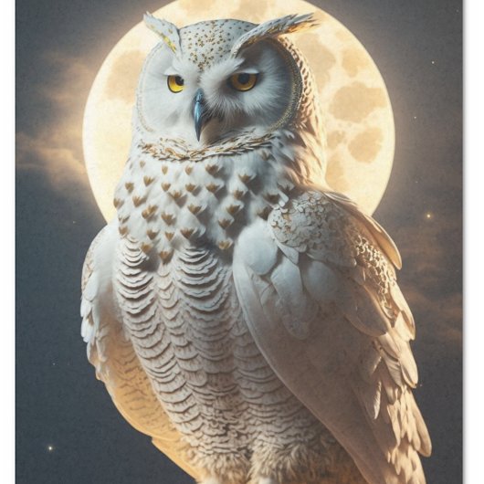 Wise white owl under the Moonlight  薄葉紙