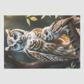 Wise white owl with baby sitting on a branch 薄葉紙 (正面)