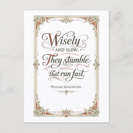 "Wisely and Slow" Shakespeare ポストカード (正面)