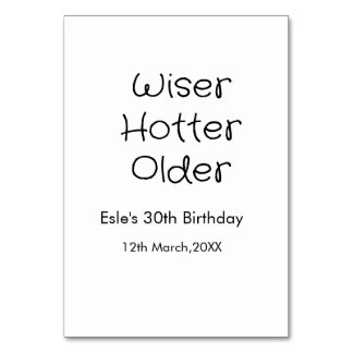 WISER HOTTER SEXIER 30歳の誕生日 名前 日付 ブラック テーブルナンバー