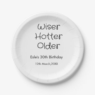 WISER HOTTER SEXIER 30歳の誕生日 名前 日付 ブラック ペーパープレート
