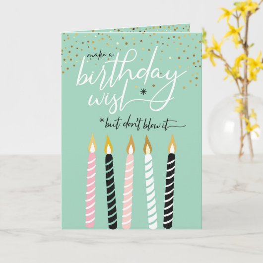 Wish誕生日のロウソクのグリーテおもしろいィングカード カード (黄色い花)