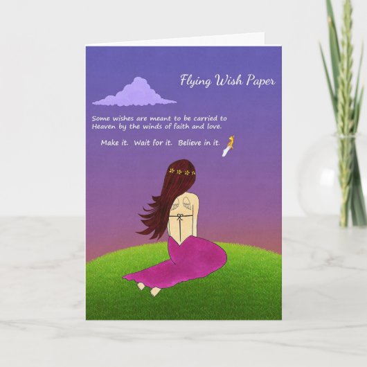 Wish飛んでいる紙グリーティングカード カード (正面)