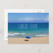 Wish I Was There - Blueビーチ傘 ポストカード (正面/裏面)
