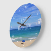 Wish I Was There - Blueビーチ傘 ラージ壁時計 (傾斜)