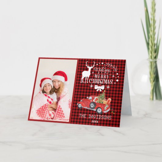 Wish You A Merry Christmasタイポグラフィ写真 シーズンカード (正面)