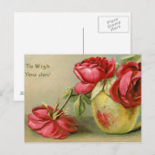 Wish You Joyヴィンテージフローラはがき ポストカード (正面/裏面)