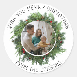 Wish You Merry Christmasステッカー – フェスティバル休日 ラウンドシール