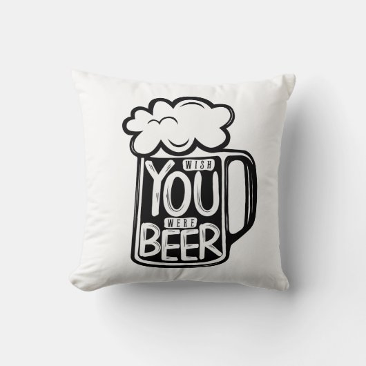 Wish You Was Beerタイポグラフィ クッション (正面)