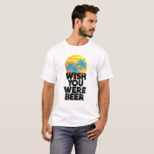 Wish You Was Beerビーチサンセットとヤシの木 Tシャツ (正面フル)