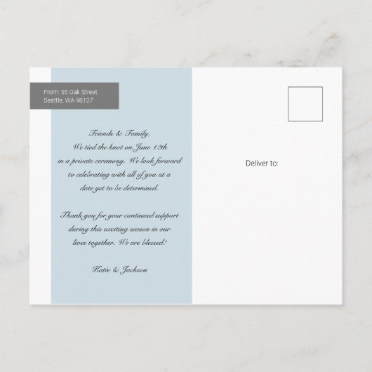 Wish You Was Here Elopement/sアップデート結婚写真 案内ポストカード (裏面)