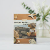 Wish you was here teddy bear ポストカード (スタンド正面)