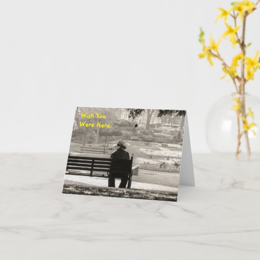 Wish you were Park Bench Note Card カード (黄色い花)