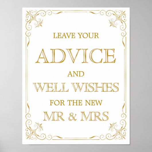 Wishesテーブル結婚のサイン | Gatsbyアールデコ ポスター (正面)