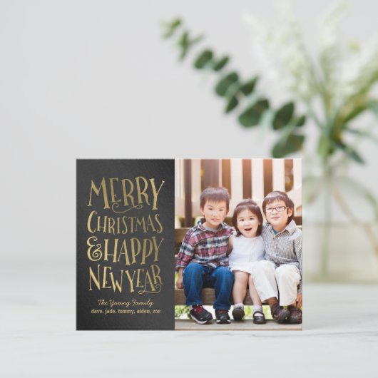 Wishesメリー編集可能な色の休日フォトカード シーズンポストカード (スタンド正面)