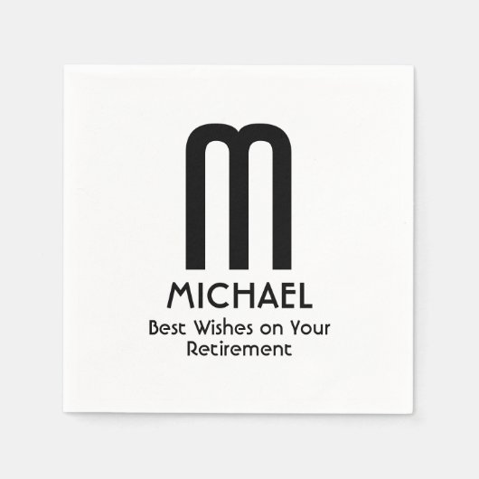 Wishes最高の Retirementモノグラム紙ナプキン スタンダードカクテルナプキン (正面)
