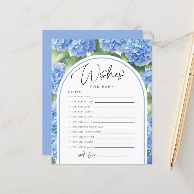Wishes Blue Hydrangea男の子の赤ちゃんシャワーゲーム (正面/裏面インサイチュ)