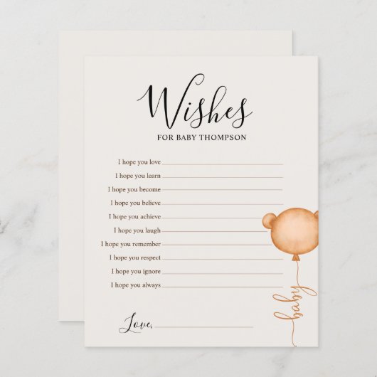 Wishes for ベビーかわいい赤ちゃんシャワーゲーム (正面/裏面)