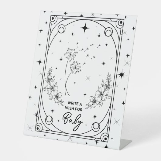 Wishes For Baby Black & White Tarot Baby Shower 台座サイン (正面)