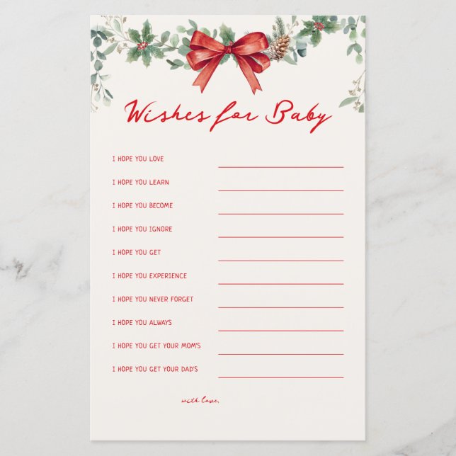 Wishes For Baby Christmas Baby Shower Games (正面)