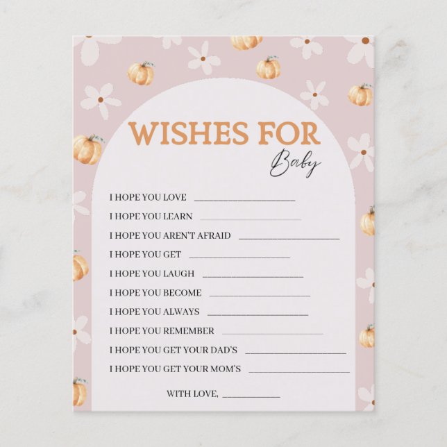 Wishes for Baby Fall Baby Shower Game Card (正面)