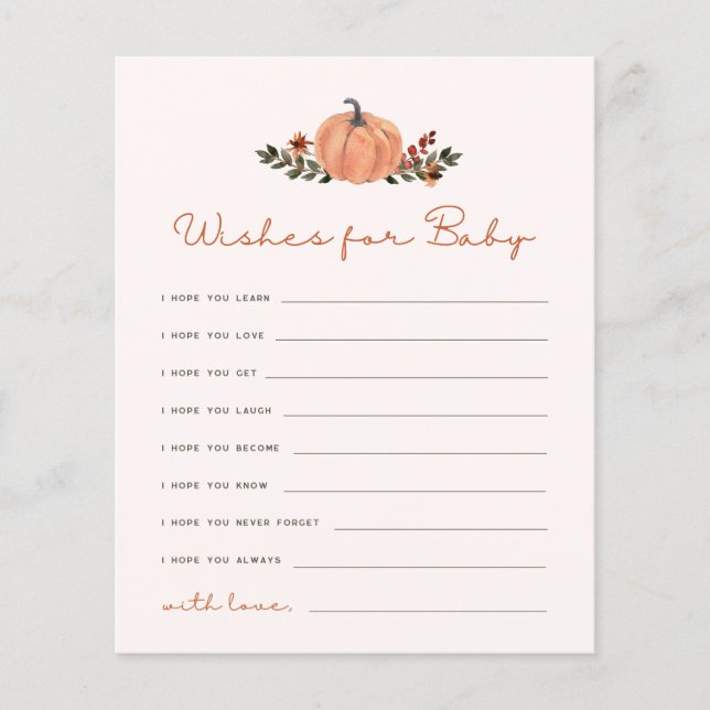 Wishes for Baby Fall Pumpkin Advice Card (正面)