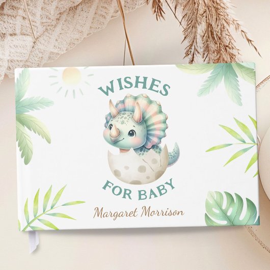 Wishes For Baby Girl Cute Dinosaur Guest Book ゲストブック