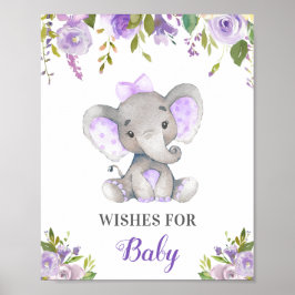 Wishes for Baby Girl Purple薄紫ゾウのシャワー ポスター