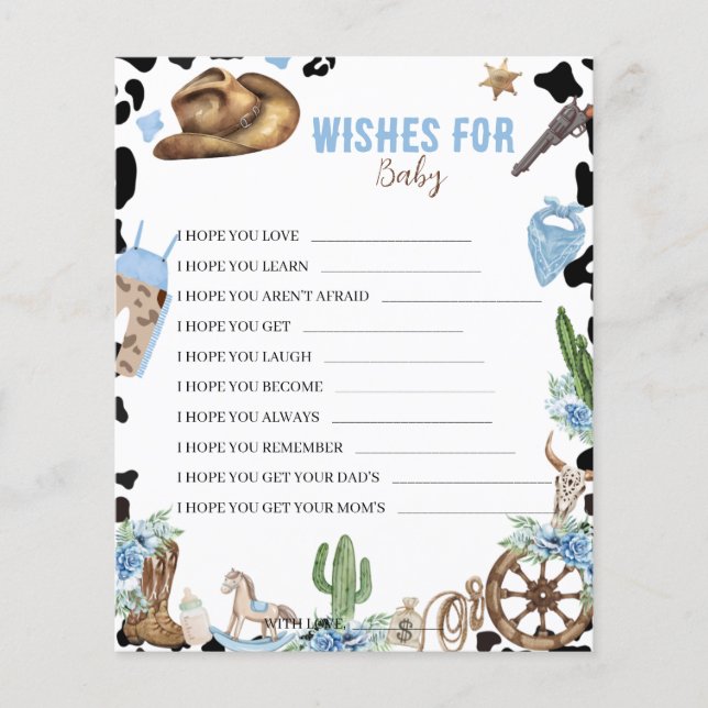 Wishes for Baby Little Cowboy Baby Shower Game  (正面)