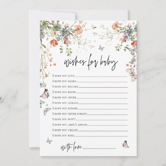 Wishes for Baby Wildflower Baby Shower 招待状 (正面)