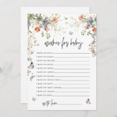 Wishes for Baby Wildflower Baby Shower 招待状 (正面/裏面)