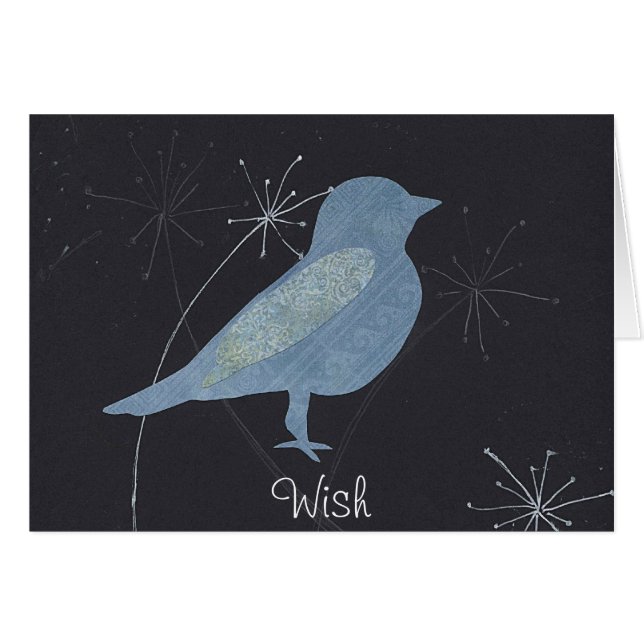 Wishfulnessのコラージュの芸術カードのブルーバード (正面横)