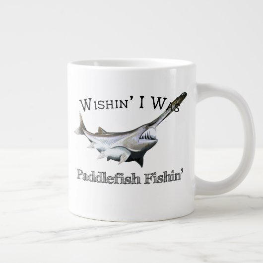 Wishin I I I As Paddlefish Fishin ジャンボコーヒーマグカップ (右)