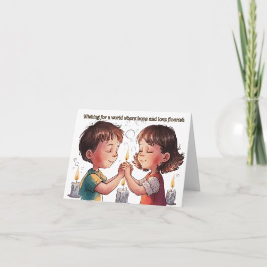 Wishing for a world where hope and love flourish カード (正面)