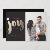 WISHING JOY金ゴールド写真クリスマスグリーティングカード シーズンカード (正面/裏面)