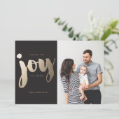 WISHING JOY金ゴールド写真クリスマスグリーティングカード シーズンカード (スタンド正面)
