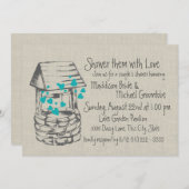 Wishing Wellカップルのシャワー 招待状 (正面/裏面)