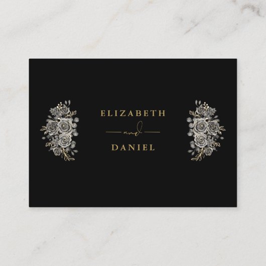 Wishing Well 結婚'sの黒と金ゴールドのゴシックのフローラ エンクロージャーカード (裏面)