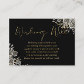 Wishing Well 結婚'sの黒と金ゴールドのゴシックのフローラ エンクロージャーカード (正面)