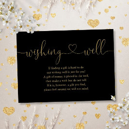 Wishing Well 結婚'sの黒と金ゴールドのハートスクリプト エンクロージャーカード